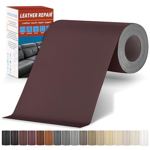 Sgooyir Leder Reparatur Set, 10x200cm Kunstleder Selbstklebend, Kunstleder Reparaturset Flicken Selbstklebend Patch für Autositze, Sofa, Jacken, couch, Möbel Braun von Sgooyir
