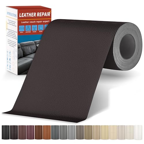 Sgooyir Leder Reparatur Set, 10x200cm Kunstleder Selbstklebend, Kunstleder Reparaturset Flicken Selbstklebend Patch für Autositze, Sofa, Jacken, couch, Möbel Dunkelkaffee von Sgooyir