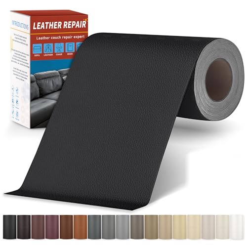 Sgooyir Leder Reparatur Set, 10x200cm Kunstleder Selbstklebend, Kunstleder Reparaturset Flicken Selbstklebend Patch für Autositze, Sofa, Jacken, couch, Möbel Schwarz von Sgooyir