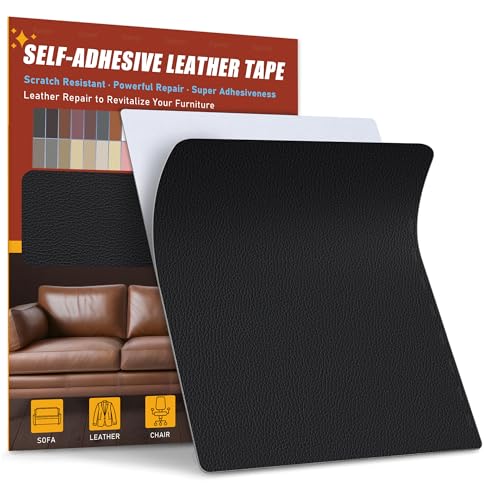 Sgooyir Leder Reparatur Set, 21x28cm Kunstleder Selbstklebend, Kunstleder Reparaturset Flicken Selbstklebend Patch für Autositze, Sofa, Jacken, couch, Möbel Schwarz von Sgooyir