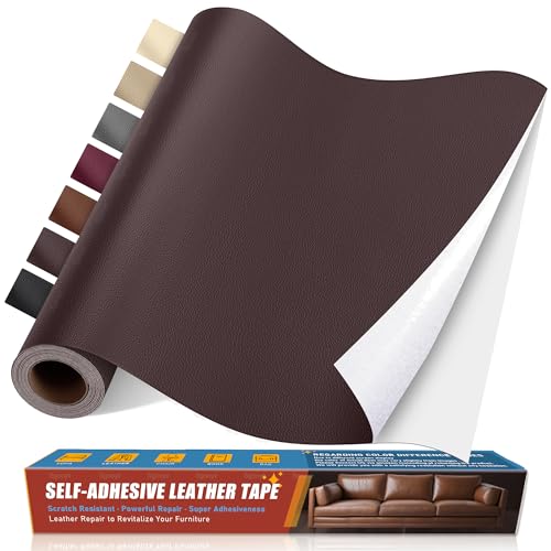 Sgooyir Leder Reparatur Set, 40x100cm Kunstleder Selbstklebend, Kunstleder Reparaturset Flicken Selbstklebend Patch für Autositze, Sofa, Jacken, couch, Möbel Dunkelbraun von Sgooyir