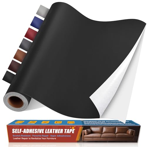 Sgooyir Leder Reparatur Set, 40x100cm Kunstleder Selbstklebend, Kunstleder Reparaturset Flicken Selbstklebend Patch für Autositze, Sofa, Jacken, couch, Möbel Glatt schwarz von Sgooyir