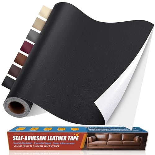 Sgooyir Leder Reparatur Set, 40x200cm Kunstleder Selbstklebend, Kunstleder Reparaturset Flicken Selbstklebend Patch für Autositze, Sofa, Jacken, couch, Möbel Schwarz von Sgooyir