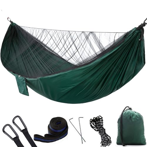 Camping Hängematte 114x55 Zoll Doppelhängematte Zelt mit Anti-Sting-Mesh & Seitentasche Tragbares Nylon-Hanging-Bett mit Set-up-Zubehör und Aufbewahrungstasche, Greencamping Camping Hängematte 114x55 Zoll Doppelhängematte Zelt mit Anti-Sting-Mesh & Seitentasche Tragbares Nylon-Hanging-Bett mit Set-up-Zubehör und Aufbewahrungstasche, Greencamping von Sgqtqybk