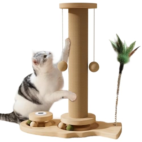 Sgqtqybk Katzenkratzen Post interaktive Sisal-Katzenmöbel mit Bällen und Zwei Turntabellen und Teaser Nicht-Schlupf-Spielzeug für Innenräume, 16x13-Zoll-Möbel von Sgqtqybk