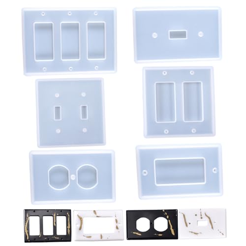 Silikonformen, 6pcs Lichtschalter Abdeckung Epoxidformen, Nicht-Stick-Schalter-Sockel-Panelharz, wiederverwendbare Plattenabdeckung Epoxidharz zum Gießen von DIY Crafts Home Decors von Sgqtqybk