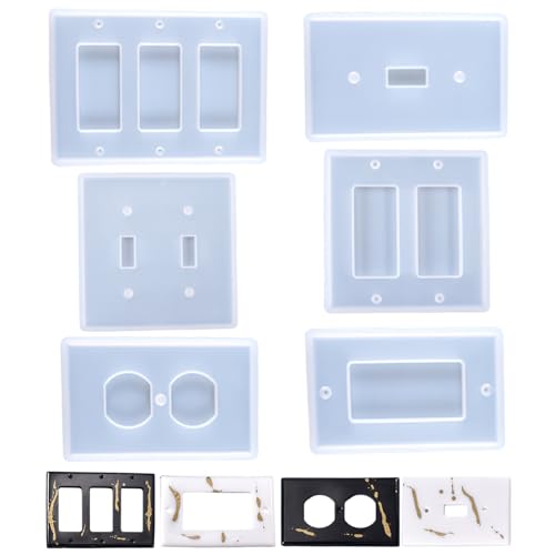 Silikonformen, 6pcs Lichtschalter Abdeckung Epoxidformen, Nicht-Stick-Schalter-Sockelharz, wiederverwendbare Plattenabdeckung Epoxidharz zum Gießen von DIY Crafts Silikon von Sgqtqybk