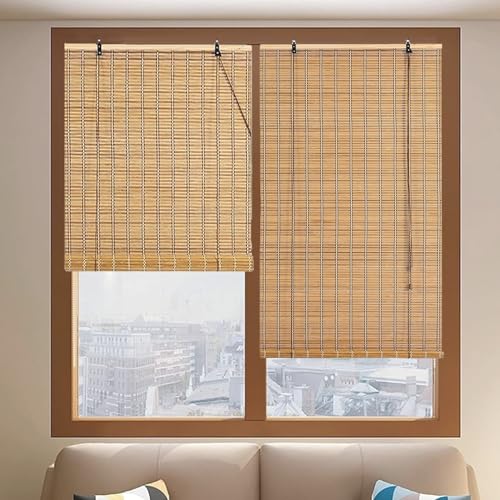 Bambus-Rollos Für Fenster,Fenster-Rollos Jalousie,Retro Bambusrollo,Verdunkelungsrollo,Sichtschutz Sonnenschutz Vorhang Für Innen Draußen,Garten,Terrasse,Anpassbar,Breite x Höhe (80cm x 110cm) von Sh000ad