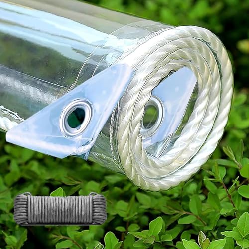 Sh000ad Abdeckplane Faltbar Wasserdichte Transparente PVC Plane 0,35mm Wetterfeste Plane mit Ösen,Winddicht Reißfest,Schutzplane Für Garten Außen,Pavillon Abdeckung,Anpassbar (2,1m x 4,5m) von Sh000ad