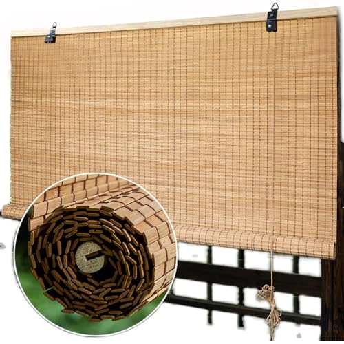 Sh000ad Blickdicht Bambusrollo,Bambus Rollo,Holz Jalousien Fenster Innen,98% UV-Block Fenster Raffrollos,Sonnenschutz/Sichtschutz Seitenzug Rollos,Anpassbar,Breite x Höhe (70cm x 190cm) von Sh000ad