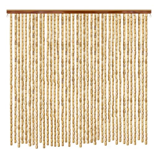 Sh000ad Holzperlenvorhang,Bambusvorhang Türvorhang Hölzern Natur Perlenvorhang,Retro Innen-/Außen Raumteiler Insektenschutz Vorhang Fadenvorhang,Anpassbar,Breite x Höhe (100cm x 130cm(100 Stränge)) von Sh000ad