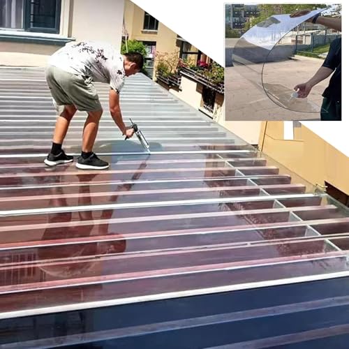 Sh000ad Polycarbonat-Dachplatten für Gewächshäuser,1mm Dick Wasserdichte Transparente Kunststoffplatten,Regenfeste,UV-beständige Platte,Für Garten Terrassen Pergola Überdachung (1.22m x 3m) von Sh000ad
