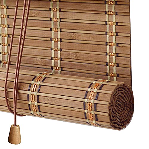 Retro Bambusrollo Blickdicht,60% Verdunkelungsrollo Bambus Jalousine Raffrollo,Natur Holzrollos,Sonnenschutz und Sichtschutz Rollo Seitenzugrollo Für Fenster und Türen,Anpassbar (115x100cm) von Sh000ad