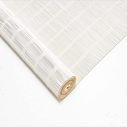 Sh000ad Weiß Bambus-Rollo Raffrollo,45% Verdunkelungsrollo,Jalousien aus Holz,Sonnenschutz und Privatsphäre,Atmungsaktives Vorhänge Für Fenster/Türen/Terrassen,Anpassbar (W 70 x H 100cm) von Sh000ad