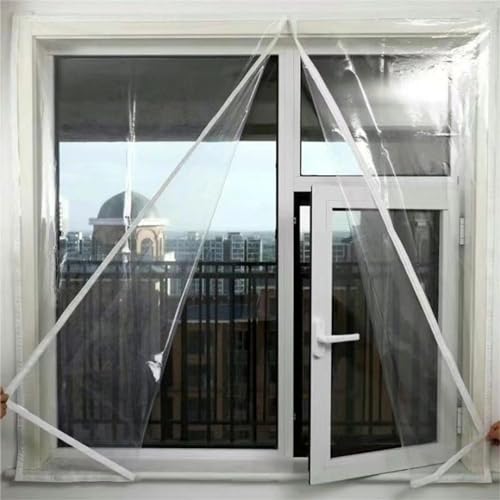 Transparente Isolierfolie zur Wärmedämmung an Fenstern,Fenster-Isolierfolie mit Reißverschluss,Thermo Kälteschutz Isolier Schutz Vorhang Winter Kälteschutzvorhang,Breite x Höhe (150x240cm) von Sh000ad