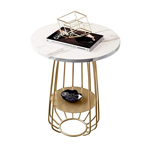 42 cm runder moderner eleganter Beistelltisch Couchtisch Sofatisch im Wohnzimmer Schlafzimmer Metall Marmor/Glas (A) von ShAzanz