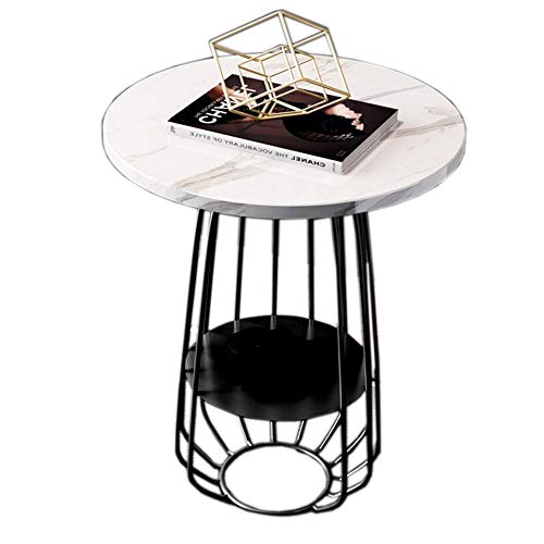 42 cm runder moderner eleganter Beistelltisch Couchtisch Sofatisch im Wohnzimmer Schlafzimmer Metall Marmor/Glas (B) von ShAzanz