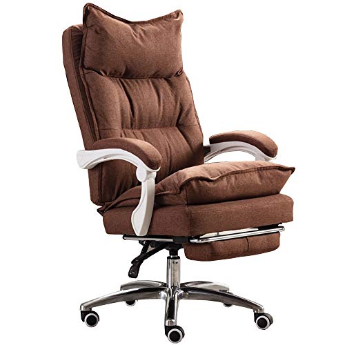 Bürostühle Chefsessel Computer Stuhl aus Stoff 2-lagiges Design Drehstuhl mit hoher Rückenlehne 175 ° große Neigung Mit Fußstütze Gaming Gaming Stuhl Tragfähigkeit 150kg(Brown) von ShAzanz
