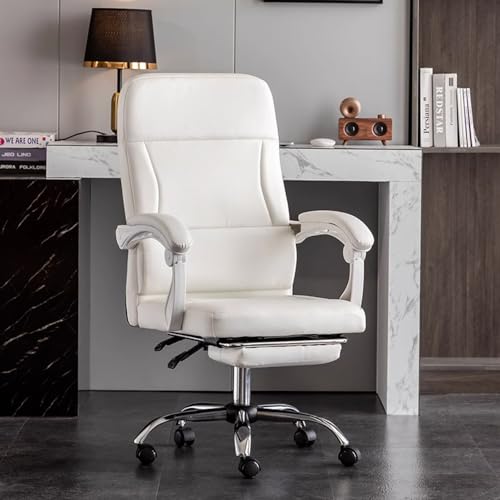 Bürostühle Design Bürostuhl mit Fußstütze, Ergonomische Unterstützung Computerstuhl aus PU-Leder mit extra gepolsterter Armlehne, Verstellbare Rückenlehne Robuster 360°-Schwenker mit Neigungsfunktion( von ShAzanz