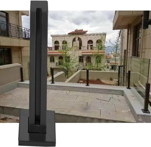 Handläufe, Terrassenbaluster, Terrasse, Veranda, Pool, Innenbereich, Flur, Glasbaluster-Säule mit Zapfenschlitzen, schwarzer Edelstahl, quadratisch für Balkone, Flure (Endpfosten, 90 cm) von ShAzanz