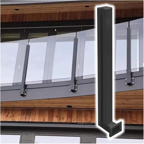 ShAzanz Treppengeländer Seitenunterstützung für Geländer aus gehärtetem Glas, Glaszaun Klammer Halter für Balkon Treppendeck Innenraum Außenbereich(Right End Post,85cm/33.5in) von ShAzanz
