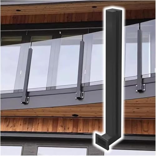 Handläufe, Treppengeländer, Seitenstütze für gehärtetes Glasgeländer, Glaszaun-Klemmhalterung für Balkon, Treppendeck, innen außen, schwarz für Balkone, Flure (linker Endpfosten, 115 cm) von ShAzanz