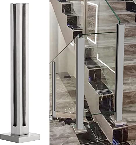 Handläufe, Treppenspindel, Glasgeländer, quadratisch, 60 cm - 130 cm hoch, Deckgeländer-System für Plattform, Dachboden, Einkaufszentrum, Terrasse für Balkone, Flure (Eckpfosten, Höhe 80 cm) von ShAzanz