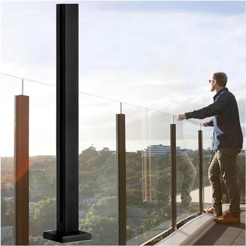 Handläufe, Treppenspindel, Glaszaunhalterungen, Edelstahl, Glasgeländerklemme, Bodenmontage, schwarze quadratische Stange, kann nicht hinzugefügt werden, Handlauf-Version für Balkone, Flure Handläufe, Treppenspindel, Glaszaunhalterungen, Edelstahl, Glasgeländerklemme, Bodenmontage, schwarze quadratische Stange, kann nicht hinzugefügt werden, Handlauf-Version für Balkone, Flure von ShAzanz