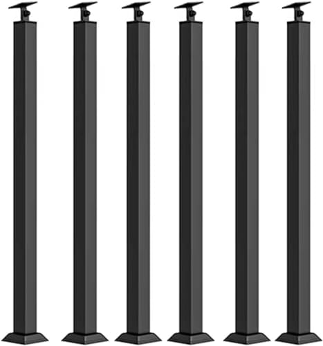 Handläufe, Treppenspindel, quadratische Metalltreppe, Eisen-Baluster, 270 verstellbare Metallgeländerspindeln für Terrasse, Veranda, Außentreppen für Balkone, Flure (6er-Pack, 80 cm) von ShAzanz