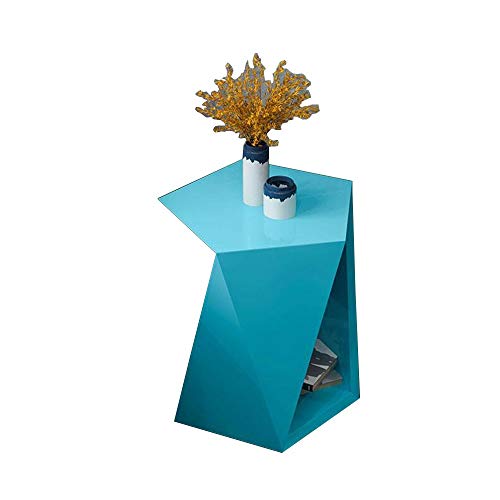 ShAzanz Beistelltisch, luxuriös, leicht, unregelmäßiges Design, Nachttisch aus Holz, Beistelltisch, seitlich, 21,65 x 19,68 x 19,68 Zoll (21,65 x 19,68 x 19,68 Zoll) (Bright Blau) von ShAzanz