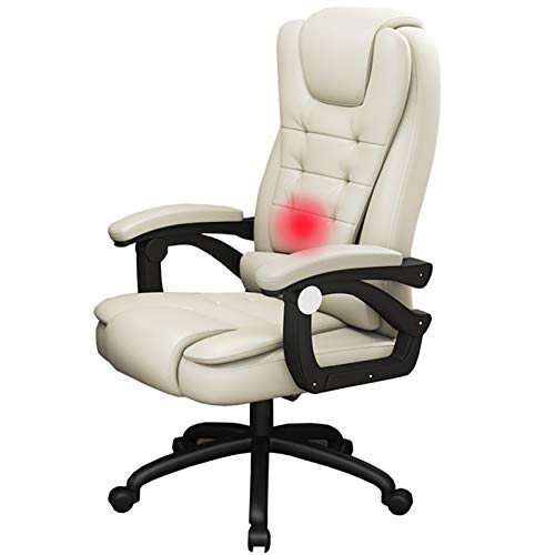 ShAzanz Bürostühle Chefsessel Computerstuhl mit hoher Rückenlehne Mit Armlehnen Latexkissen Bequemes Liegen 90-130 ° Ergonomischer Drehstuhl Mit Taillenmassage Kann 150 kg tragen(Beige) von ShAzanz