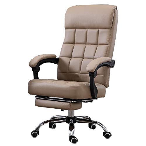ShAzanz Bürostühle Chefsessel PU Computer Stuhl Palast Design Komfortable Kopfstütze und Rückenlehne 165 ° angenehm Lounge-Sessel Geeignet für Büro, Studium, Siesta Tragfähigkeit 150kg(Khaki) von ShAzanz