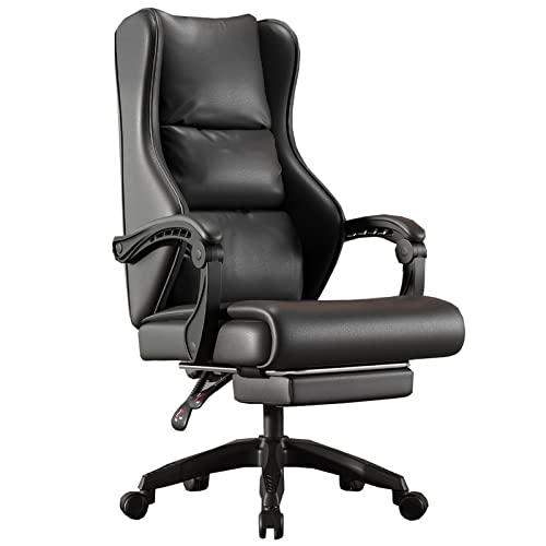 ShAzanz Bürostühle Chefsessel PU-Gaming-Computer-Stuhl mit gepolsterter Armlehne, Verstellbare Höhe Extra gepolstert Ergonomischer Schreibtischstuhl für Home-Office-Schreibtisch(Black) von ShAzanz