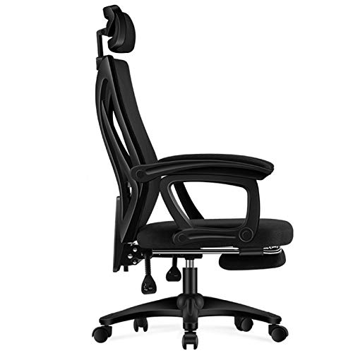 ShAzanz Bürostühle Design Bürostuhl Bürostuhl aus Mesh mit hoher Rückenlehne Mit Armlehnen und Verstellbarer Kopfstütze Bequem hinlegen Mit Fußstütze Spielplätze Tragend 150kg(Black,A) von ShAzanz