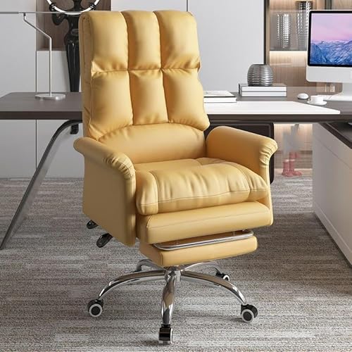 ShAzanz Bürostühle Design Bürostuhl mit Fußstütze, 90-145°Liegend, Höhenverstellbarer Drehstuhl, Computer-Schreibtischstuhl mit hoher Rückenlehne für Arbeitskomfort im Home-Office(Yellow) von ShAzanz