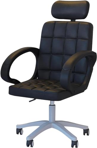 ShAzanz Bürostühle Design Bürostuhl mit Kopfstütze, PU-gepolstert Büro-Computertischstuhl mit mittlerer Rückenlehne(Beige) von ShAzanz