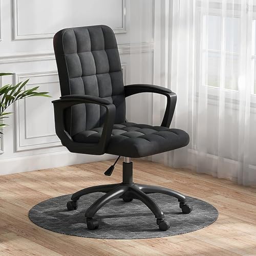 ShAzanz Bürostühle Drehstuhl Computerstuhl Chef-Computerstuhl mit Lenkrädern, Stoff-Bürostuhl, Mittlere Rückenlehne und bequem gepolsterte Armlehne, Grau(Black) von ShAzanz