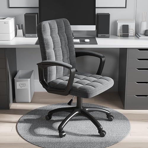 ShAzanz Bürostühle Drehstuhl Computerstuhl Chef-Computerstuhl mit Lenkrädern, Stoff-Bürostuhl, Mittlere Rückenlehne und bequem gepolsterte Armlehne, Grau(Gray1) von ShAzanz