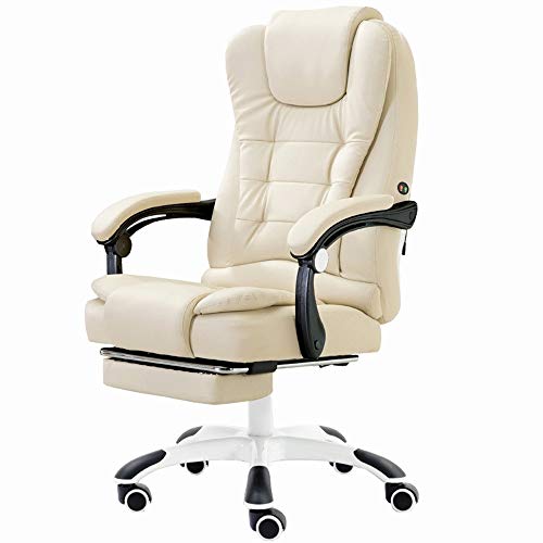 ShAzanz Bürostühle Racing Stuhl Bürostuhl Chefsessel Ultimativer Komfort-Design-Heimbüro-Computer-Drehsessel, PU-Leder, Schreibtischstuhl mit verlängerter Beinstütze(Beige) von ShAzanz