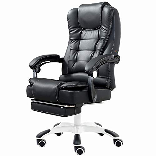 ShAzanz Bürostühle Racing Stuhl Bürostuhl Chefsessel Ultimativer Komfort-Design-Heimbüro-Computer-Drehsessel, PU-Leder, Schreibtischstuhl mit verlängerter Beinstütze(Black) von ShAzanz