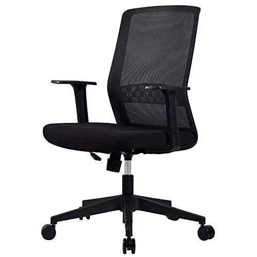 ShAzanz Bürostühle Bürostuhl Drehstuhl Hauptsportplatz Einstellbare Lordosenstütze Nylongewebe Arbeitsstuhl mit mittlerer Rückenlehne Ergonomisches Design Tragfähigkeit 260 Lbs schwarz von ShAzanz