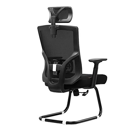 ShAzanz Bürostühle Bürostuhl ergonomischer Schreibtischstuhl Einstellbare Kopfstütze und Lordosenstütze Heimspiel Stuhl Geschwungener Handlauf Chef Stuhl Bogen fuß Design Tragfähigkeit 330 Lbs(Black) von ShAzanz