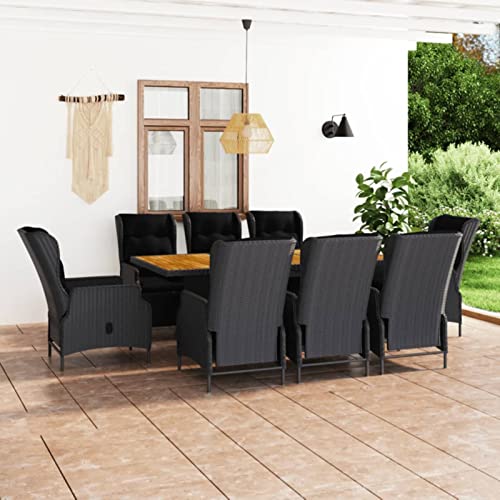 ShCuShan 9-tlg. Garten-Essgruppe mit Auflagen Garten Sitzgruppe GartenmöBel Set Garten Essgruppe Outdoor Sitzgruppe Poly Rattan Dunkelgrau - 3060139 von ShCuShan