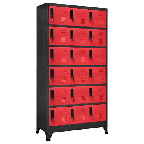 ShCuShan Aktenschrank mit Schloss, Anthrazit und Rot, 90 x 40 x 180 cm, Stahl, kaltgewalzter Stahl ShCuShan Aktenschrank mit Schloss, Anthrazit und Rot, 90 x 40 x 180 cm, Stahl, kaltgewalzter Stahl von ShCuShan