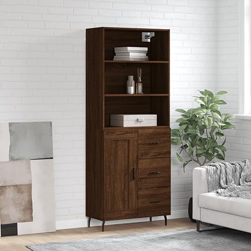 ShCuShan Anrichte aus brauner Eiche, 69,5 x 34 x 180 cm, aus mehrschichtigem Holz, modernes Sideboard für Wohnzimmer, Esszimmer und Eingangsbereich aus Holz und Spanplatte, Aufbewahrungsschrank mit ShCuShan Anrichte aus brauner Eiche, 69,5 x 34 x 180 cm, aus mehrschichtigem Holz, modernes Sideboard für Wohnzimmer, Esszimmer und Eingangsbereich aus Holz und Spanplatte, Aufbewahrungsschrank mit von ShCuShan