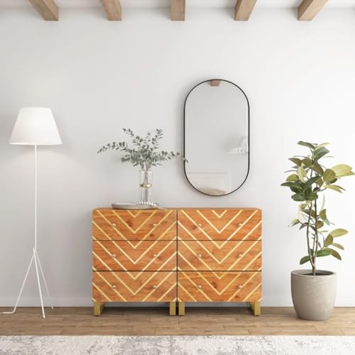 ShCuShan Anrichte mit 2 Stück, Braun und Schwarz, 60 x 33,5 x 75 cm, Mango-Massivholz, Küchenschrank mit Holzstruktur, offene Fächer und Schränke, Anrichte für Wohnzimmer, Schlafzimmer, Büro ShCuShan Anrichte mit 2 Stück, Braun und Schwarz, 60 x 33,5 x 75 cm, Mango-Massivholz, Küchenschrank mit Holzstruktur, offene Fächer und Schränke, Anrichte für Wohnzimmer, Schlafzimmer, Büro von ShCuShan