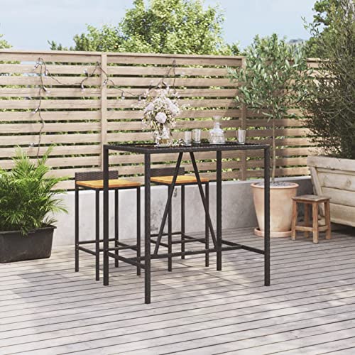 ShCuShan Bartisch, hoher quadratischer Beistelltisch für Frühstück, einfache Montage, für Küche, Wohnzimmer, Industriestil, Bartisch mit schwarzer Glasplatte, 110 x 70 x 110 cm, Polyrattan ShCuShan Bartisch, hoher quadratischer Beistelltisch für Frühstück, einfache Montage, für Küche, Wohnzimmer, Industriestil, Bartisch mit schwarzer Glasplatte, 110 x 70 x 110 cm, Polyrattan von ShCuShan