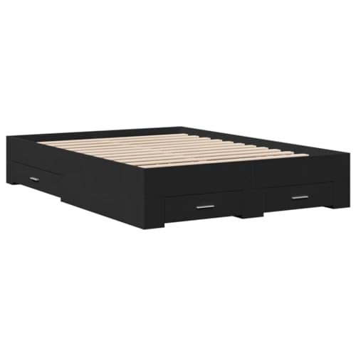 ShCuShan Bett mit Schubladen schwarz 120 x 200 cm in mehrschichtigem Holz, Bett, Bett mit Kopfteil und Schubladen, Bettrahmen und Holzlatten ShCuShan Bett mit Schubladen schwarz 120 x 200 cm in mehrschichtigem Holz, Bett, Bett mit Kopfteil und Schubladen, Bettrahmen und Holzlatten von ShCuShan
