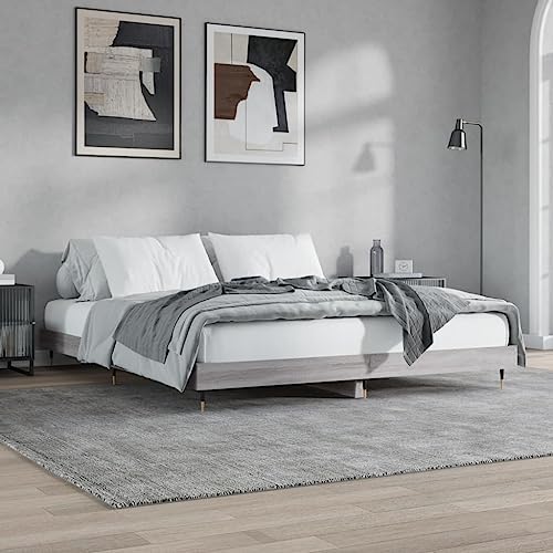 ShCuShan Bettgestell Grau Sonoma 140 x 200 cm aus mehrschichtigem Holz, Bettgestell mit gepolsterter Plattform, Matratzenunterlage, Lattenrost aus Holz, einfach zu montieren ShCuShan Bettgestell Grau Sonoma 140 x 200 cm aus mehrschichtigem Holz, Bettgestell mit gepolsterter Plattform, Matratzenunterlage, Lattenrost aus Holz, einfach zu montieren von ShCuShan