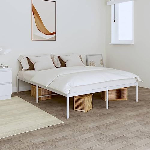 ShCuShan Bettgestell aus Metall, weiß, 140 x 200 cm, Doppelbettgestell aus Schmiedeeisen mit Lattenrost, elegantes Kopfteil aus Metall, rustikaler und moderner Stil ShCuShan Bettgestell aus Metall, weiß, 140 x 200 cm, Doppelbettgestell aus Schmiedeeisen mit Lattenrost, elegantes Kopfteil aus Metall, rustikaler und moderner Stil von ShCuShan